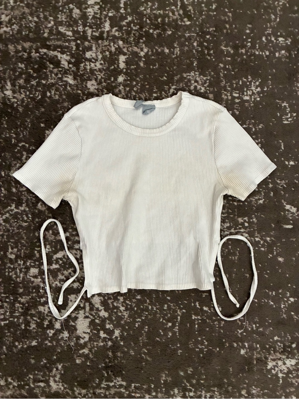 Women’s Ribbed Side-Tie Crop Top - White